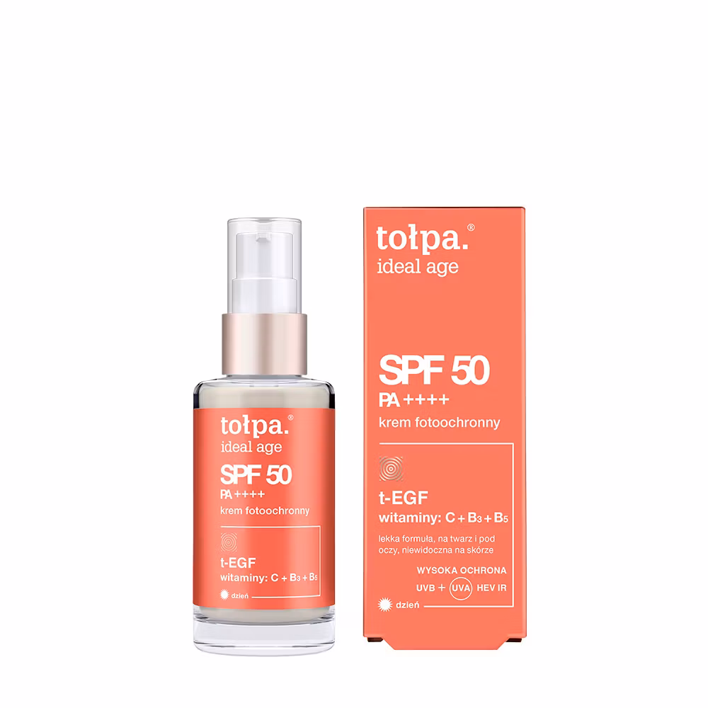 Clean girl makeup — Tołpa Ideal Age SPF 50 krem fotoochronny 30 ml